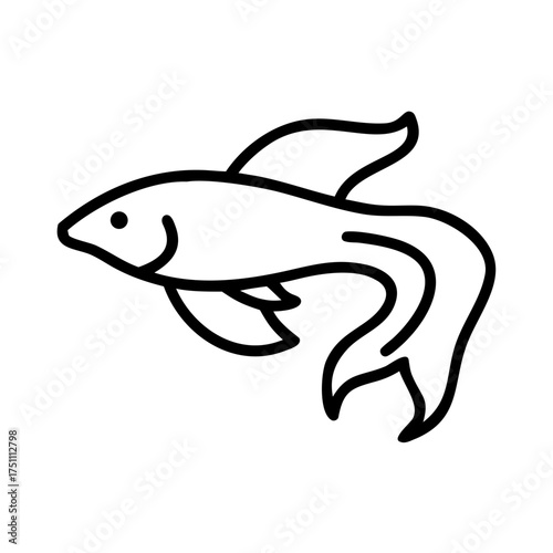 Abstract illustration of a whimsical fish swimming gracefully through flowing waves, showcasing vibrant colors and dynamic shapes, evoking a sense of tranquility and creativity