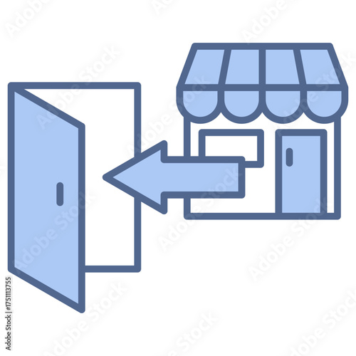 Market Entry Blue Icon
