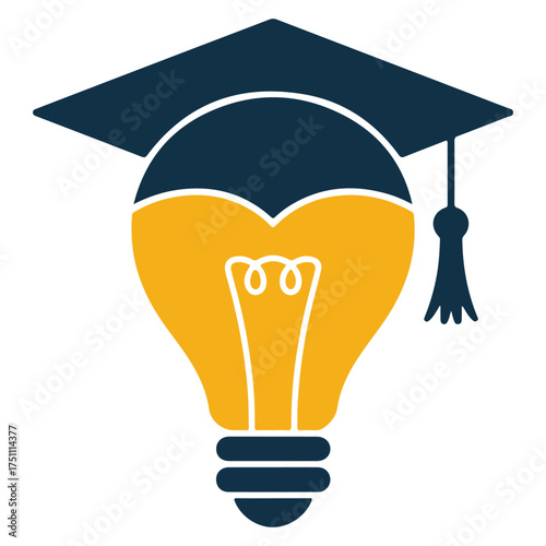Lightbulb and Mortarboard: Depicting education, knowledge, and innovation with a bright lightbulb wearing a mortarboard. A symbol of intellectual growth and academic achievement.
