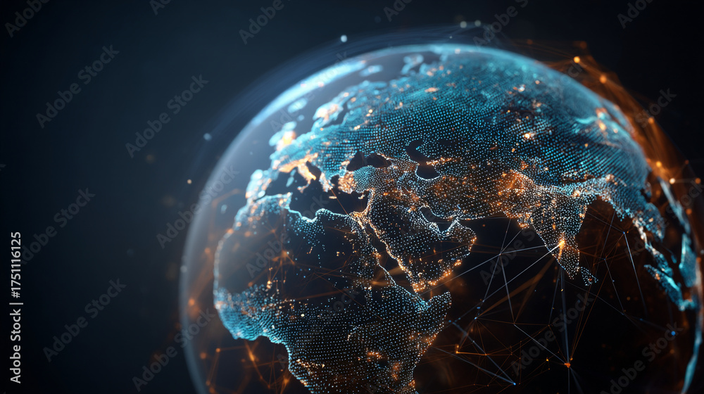 Obraz premium A digital rendering of earth showing europe africa and parts of asia india