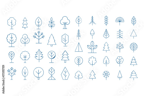 Minimal Linear Tree Icons Set