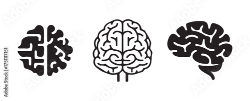 Technology Brain Connection and Machine Learning Symbol Set
