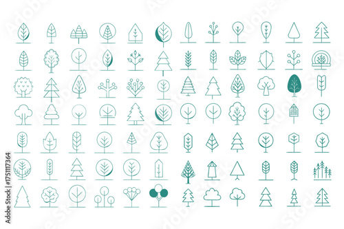 Minimal Linear Tree Icons Set