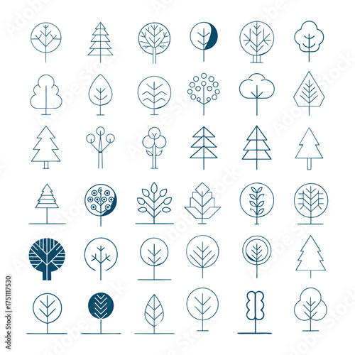 Minimal Linear Tree Icons Set