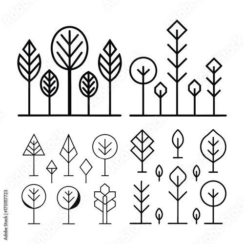 Minimal Linear Tree Icons Set