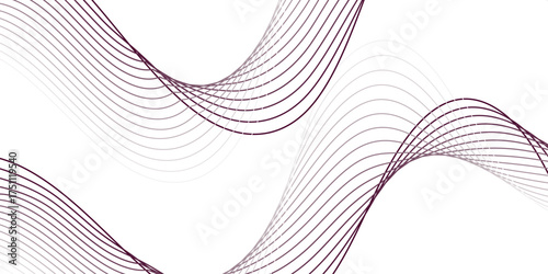 Elegant abstract wave lines in deep purple tones on a clean white background, smooth flowing design, minimal and modern gradient curves, perfect for banners, branding, and creative backgrounds.