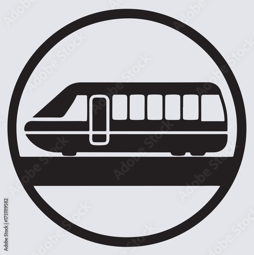 monorail icon silhouette vector art illustration, monorail icon isolated on white background