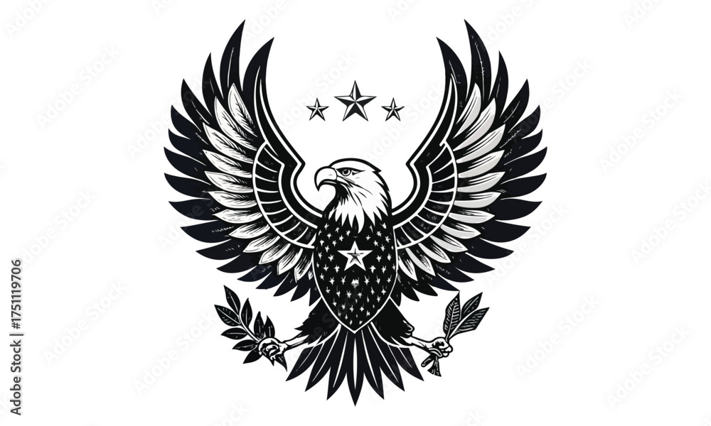 Fototapeta premium Black and White American Bald Eagle Illustrations – Powerful Symbol of Freedom and Strength