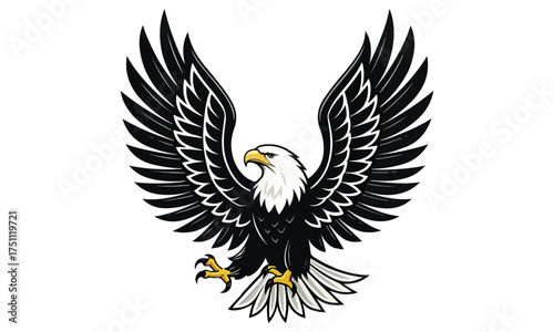 Black and White American Bald Eagle Illustrations – Powerful Symbol of Freedom and Strength