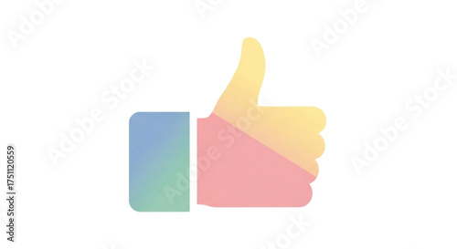 Colorful thumbs up, a symbol of approval, like, and positive feedback in a modern gradient design