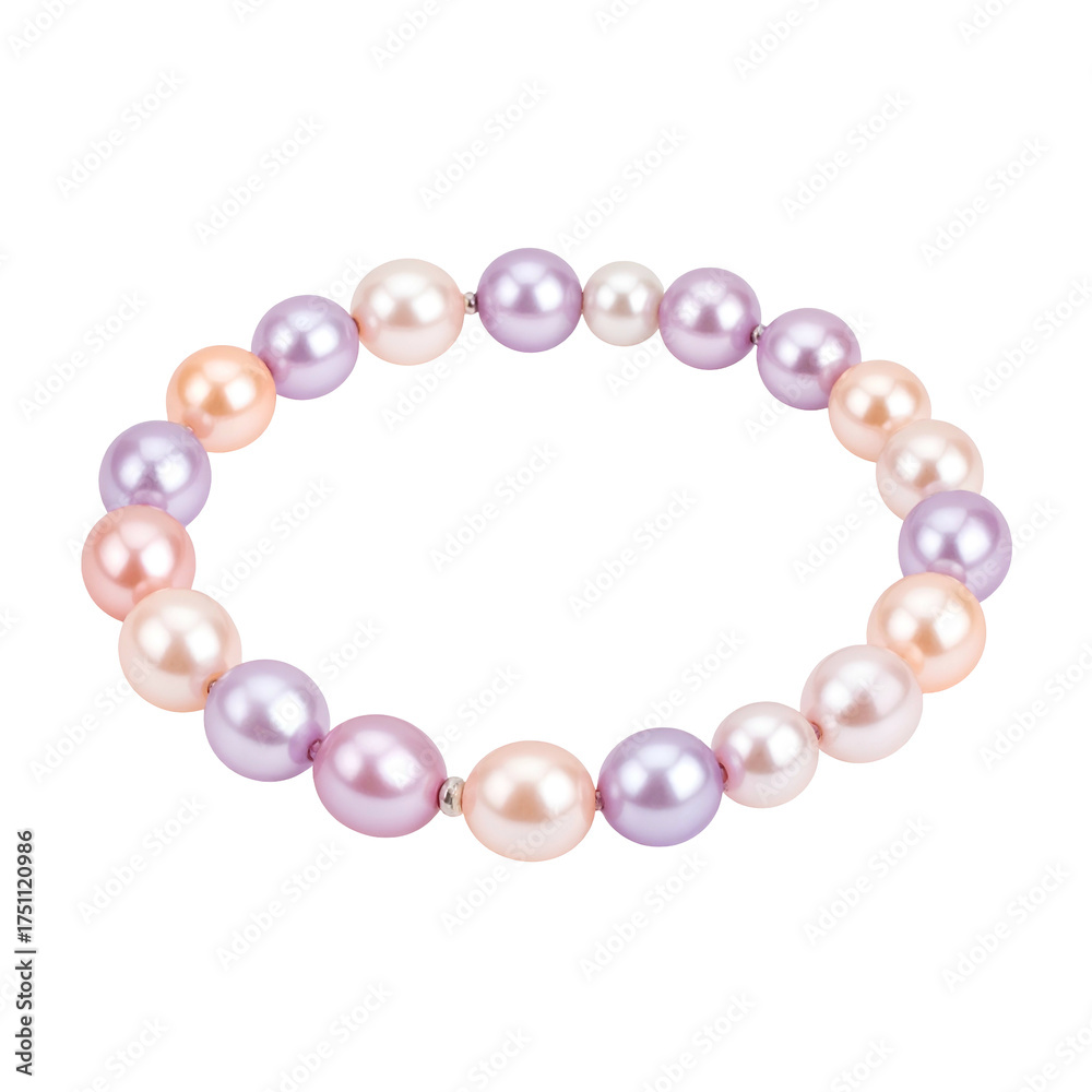 Fototapeta premium A circular bracelet composed of varying sizes of pastel-colored pearls