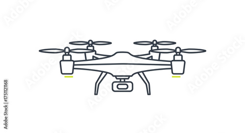 Drone line icon modern unmanned aerial vehicle illustration quadcopter outline drawing remote control