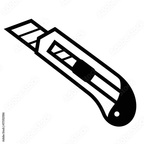 silhouette photo of cutter knife with white background
