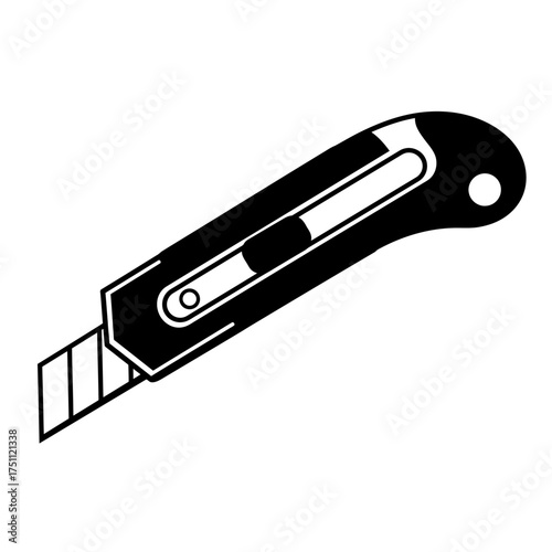 silhouette photo of cutter knife with white background