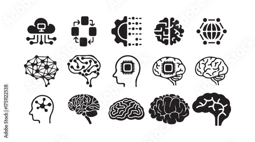 Brain and Nerve Cell Vector Collection Representing Human Mind and Neurology
