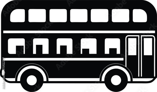 double decker bus city ride icon silhouette illustration