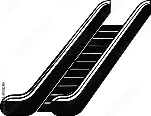 escalator travel stairway icon silhouette vector