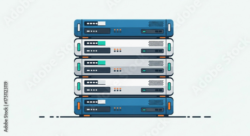 Illustration of a server stack, representing data storage, networking, and information technology