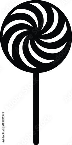 Lollipop Candy Icon Silhouette Vector Illustration