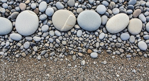 Textured Pebbles and Sand Arrangement Natural Coastal Zen Pattern
