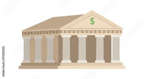 Bank building facade, representing financial institution and banking services with classic architectural design