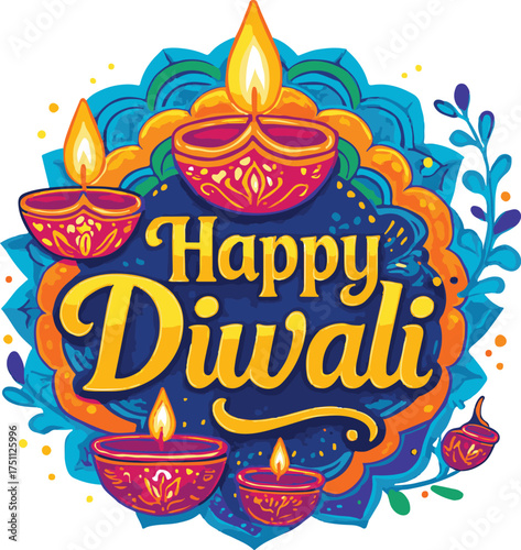 Bright Mandala Happy Diwali Circle