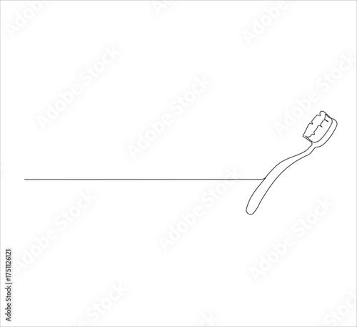 Continuous Line Drawing of Toothbrush – Minimalist One Line Dental Hygiene and Oral Care Illustration, Simple Editable Vector Outline Design for Health Concept