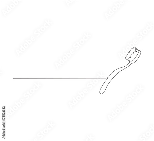 Continuous Line Drawing of Toothbrush – Minimalist One Line Dental Hygiene and Oral Care Illustration, Simple Editable Vector Outline Design for Health Concept