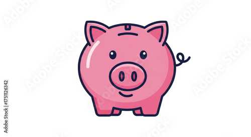 Cute pink piggy bank, a symbol of saving money and financial planning for the future with a smile