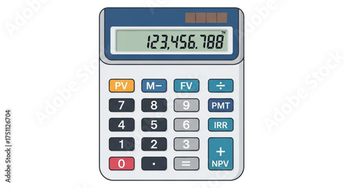 Financial calculator displaying a large number, a tool for calculations in business and accounting