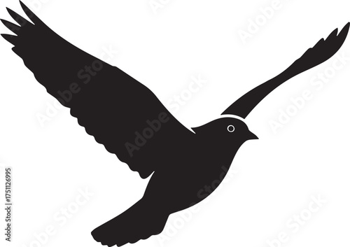 Elegant flying bird silhouette soars gracefully, symbolizing freedom, hope, and peace in a minimalist and modern design