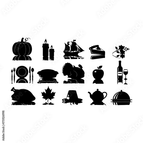 vector illustration of a set of restaurant icons