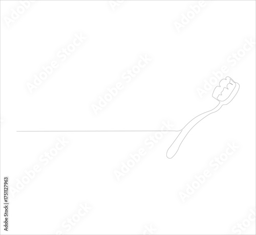 Continuous Line Drawing of Toothbrush – Minimalist One Line Dental Hygiene and Oral Care Illustration, Simple Editable Vector Outline Design for Health Concept