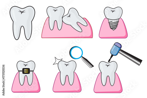 dental care and tooth treatment icons