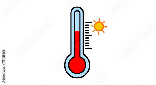 Thermometer indicating high temperature, representing fever, heatwave, or climate change concern