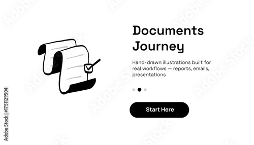 Hand-Drawn Document Illustration — Interface Frames