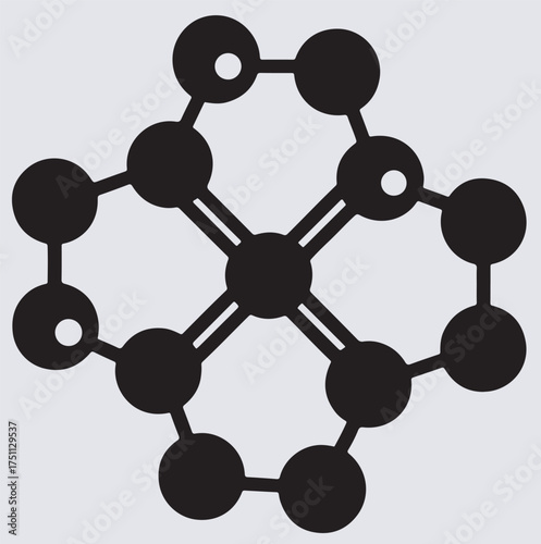 molecular chain icon silhouette vector art illustration, 3d render of molecule