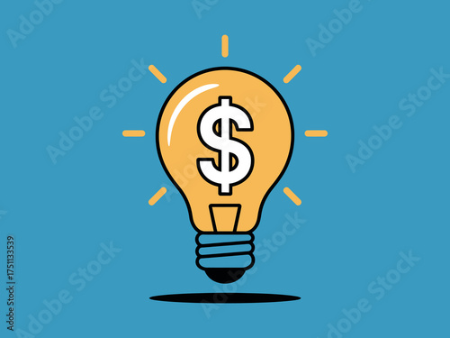 Light bulb with dollar sign inside representing a bright business idea