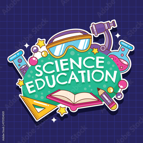 Science and chemistry element badge vector illustration