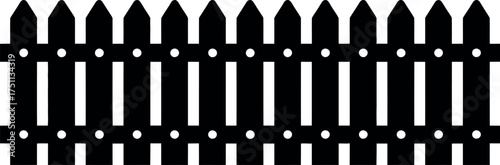 Silhouette of a wooden fence isolated on white background for your designs
