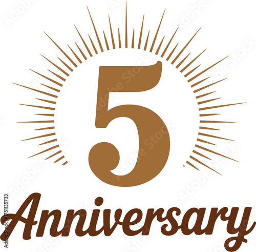 Fifth anniversary celebration logo isolated on white background illustration