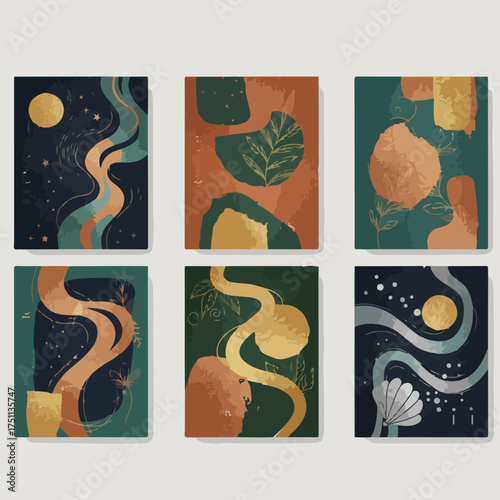Background template with bstract colored shapes, line arts 
