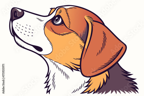 Cute Dog Face – Colorful Digital Illustration on White Background