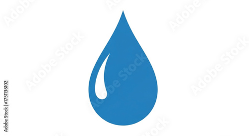 Simple blue water drop illustration with a white highlight, , representing water conservation and purity