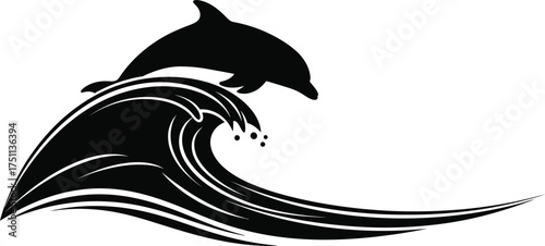 Dolphin jumping out of the ocean wave, a playful marine mammal in action isolated on white background