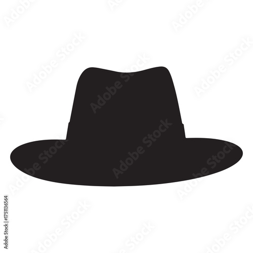 Classic Fedora Hat Silhouette Symbol of Mystery and Style Graphic Illustration for Vintage Fashion Concepts and Design Projects