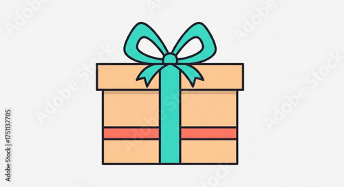 Illustration of a gift box with a ribbon, perfect for birthday, christmas, or any special occasion celebration