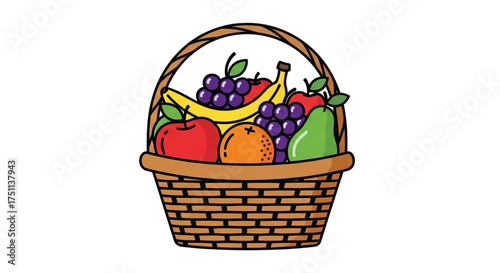 Colorful fruit basket filled with fresh and healthy produce, a perfect choice for promoting healthy eating habits