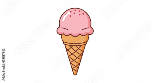 A delightful pink ice cream cone, perfect for a sweet treat on a hot day, bringing joy and happiness to everyone