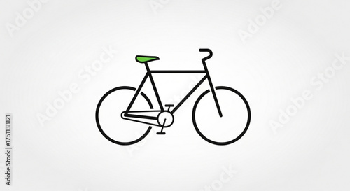 A simple black bicycle with a green seat, perfect for cycling enthusiasts and ecofriendly transportation advocates